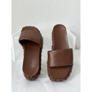 Bernardo‎ Anthropologie Charleston Brown Leather Slides Sandals Women’s Size 8